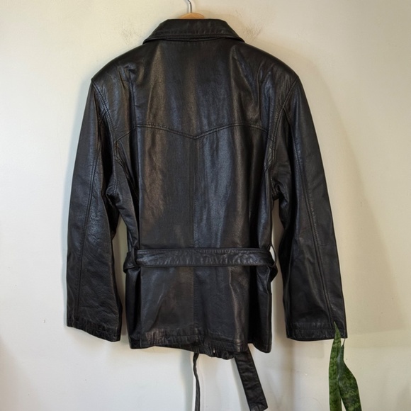 Wilsons Leather y2k Vintage 100% Genuine Leather Jacket with Tie Belt Women's XL - Picture 4 of 5